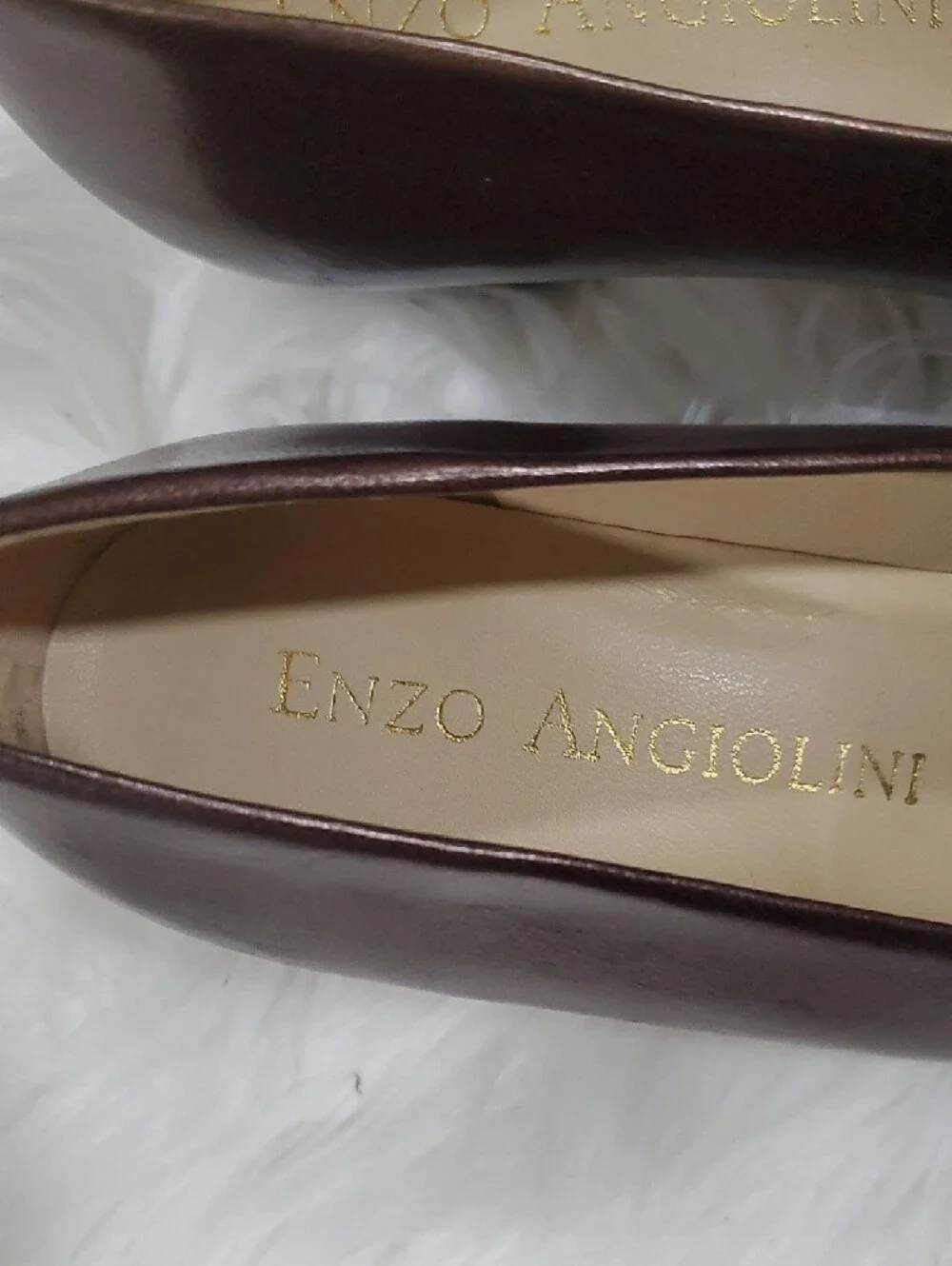 Enzo Angiolini Bronze Metallic Square-Toe Pump Shoes Size 7.5 - Picture 7 of 12